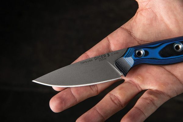 TOPS Dicer Paring Knife S35VN Fixed Blade Black Blue G10