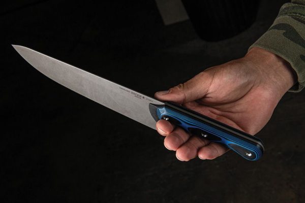 TOPS Dicer Chefs Knife S35VN Fixed Blade Black Blue G10