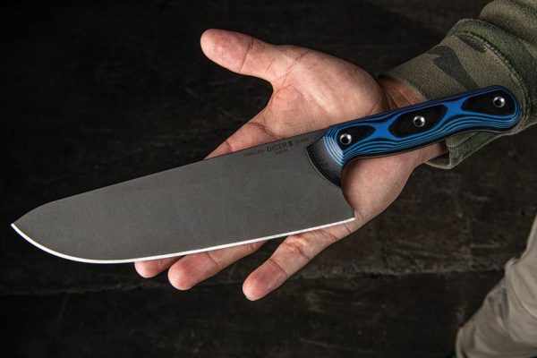 TOPS Dicer Chefs Knife S35VN Fixed Blade Black Blue G10