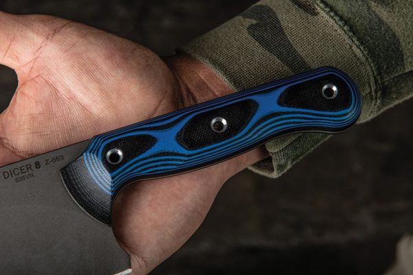 TOPS Dicer Chefs Knife S35VN Fixed Blade Black Blue G10