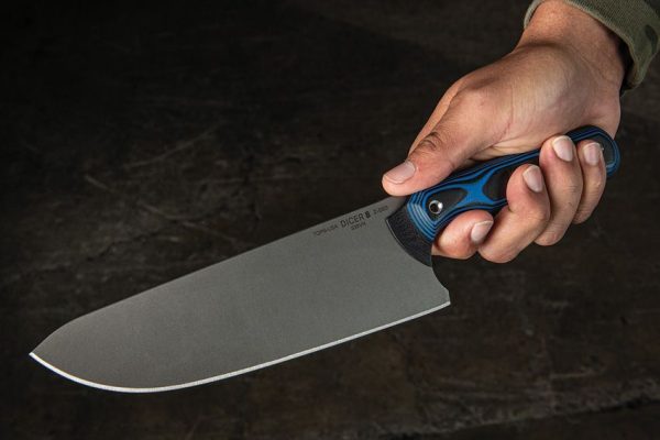 TOPS Dicer Chefs Knife S35VN Fixed Blade Black Blue G10