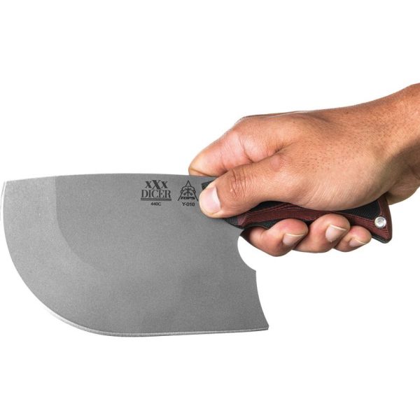 TOPS XXX Dicer Fixed Blade Knife 440C Stainless Black Red G10