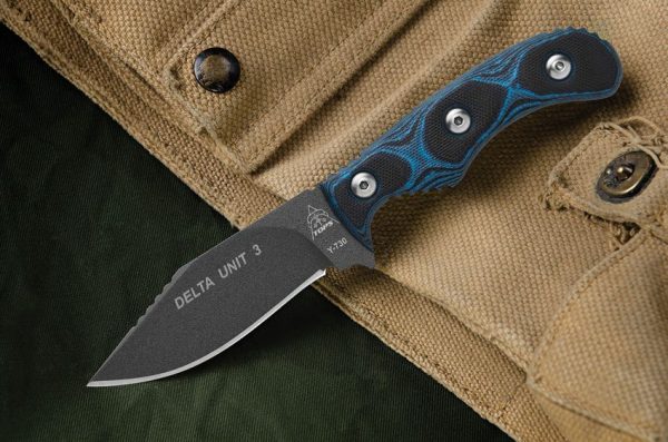 TOPS Delta Unit 3 Fixed Blade Knife 1095 Steel Tactical Gray