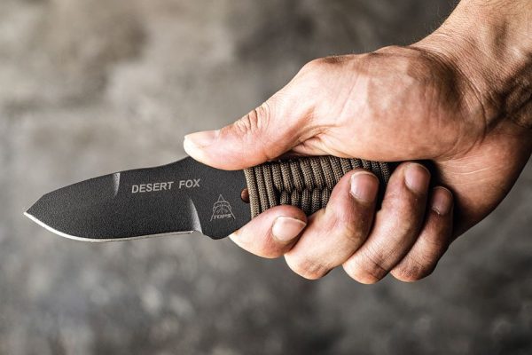 TOPS Desert Fox Fixed Blade Knife 1095 Steel Tactical Gray