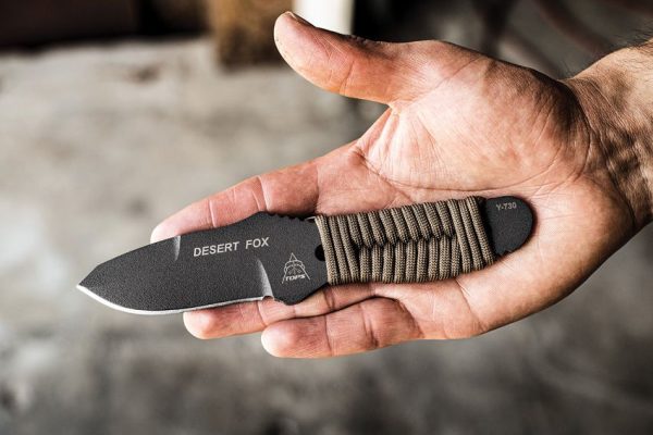 TOPS Desert Fox Fixed Blade Knife 1095 Steel Tactical Gray