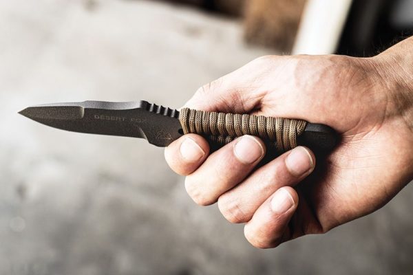 TOPS Desert Fox Fixed Blade Knife 1095 Steel Tactical Gray