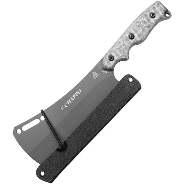 TOPS El Chappo Cleaver 6" 1095HC Fixed Blade Sniper Grey