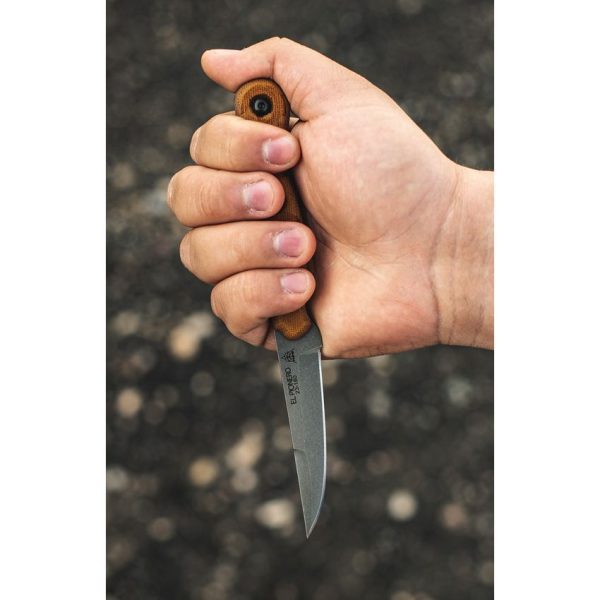 TOPS El Pionero Fixed Blade Knife 1095HC Steel Tan Micarta