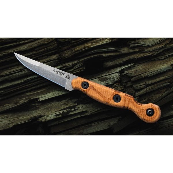 TOPS El Pionero Fixed Blade Knife 1095HC Steel Tan Micarta