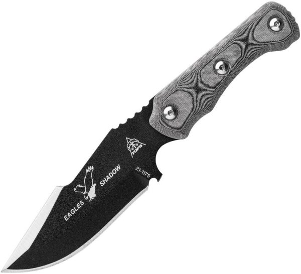 TOPS Eagles Shadow Fixed Blade Knife 1095 Steel Black Micarta