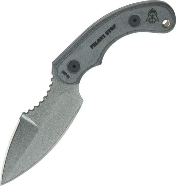 TOPS Felony Stop Fixed Blade Knife 1095 Steel Gray Micarta