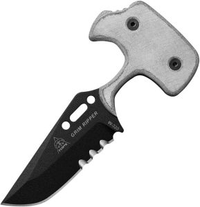 TOPS Grim Ripper Fixed Blade Knife 1095HC Steel Black Micarta