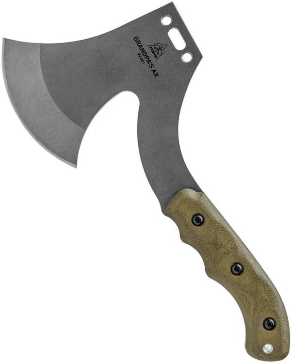 TPGRAX01.jpg TOPS Grandpas Axe - Green Micarta Handle