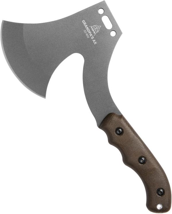 TOPS Grandpa's Axe Fixed Blade 1095HC Steel Green Micarta