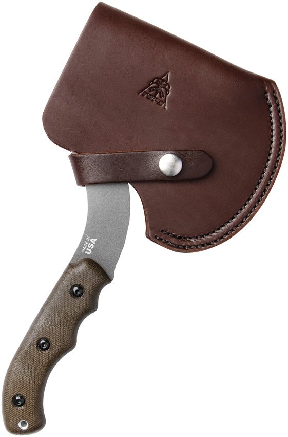 TOPS Grandpa's Axe Fixed Blade 1095HC Steel Green Micarta