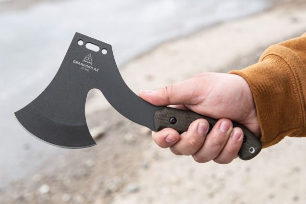 TOPS Grandpa's Axe Fixed Blade 1095HC Steel Green Micarta