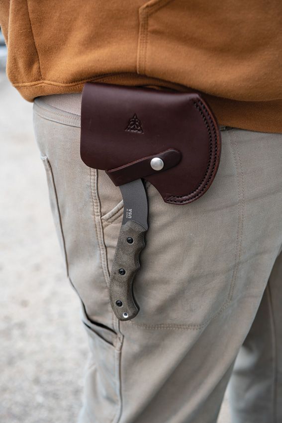 TOPS Grandpa's Axe Fixed Blade 1095HC Steel Green Micarta