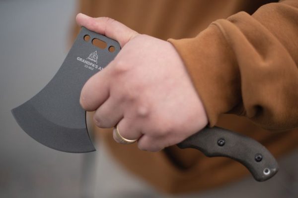 TOPS Grandpa's Axe Fixed Blade 1095HC Steel Green Micarta