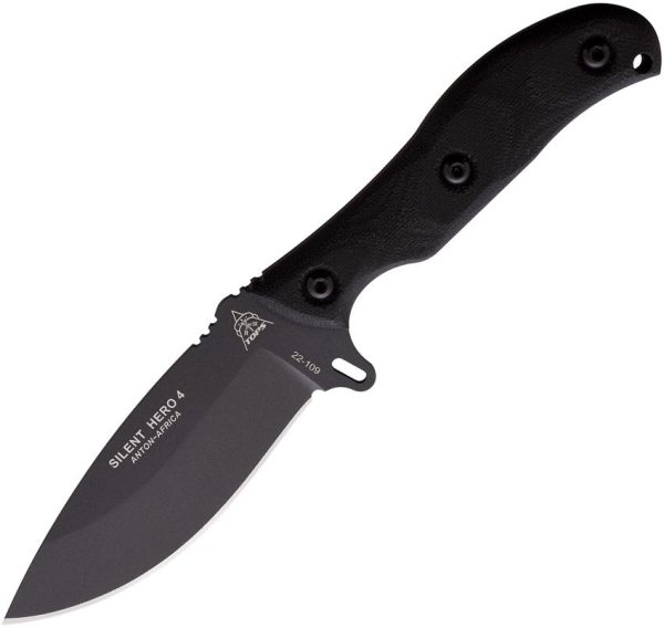 TOPS Silent Hero 4 Fixed Blade Knife Black Micarta Hunter Point