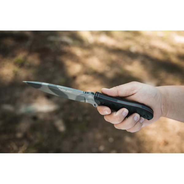 TOPS Silent Hero Fixed Blade Knife 1095HC Camo Steel G10 Handle