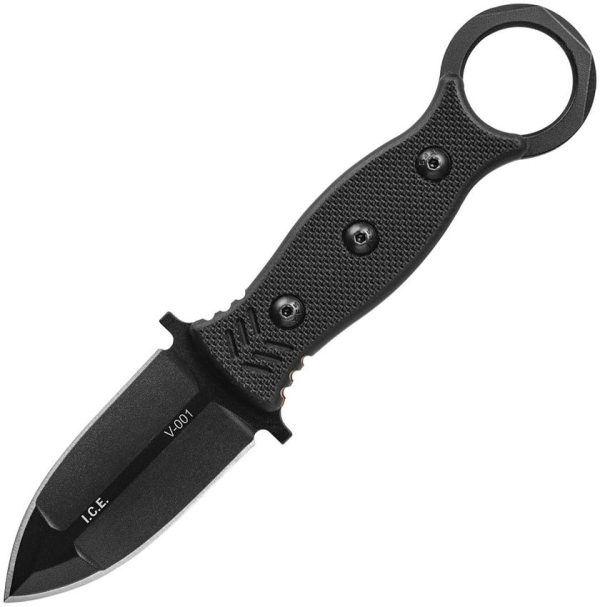 TOPS ICE Dagger Fixed Blade 1095HC Steel Black G10 Kydex