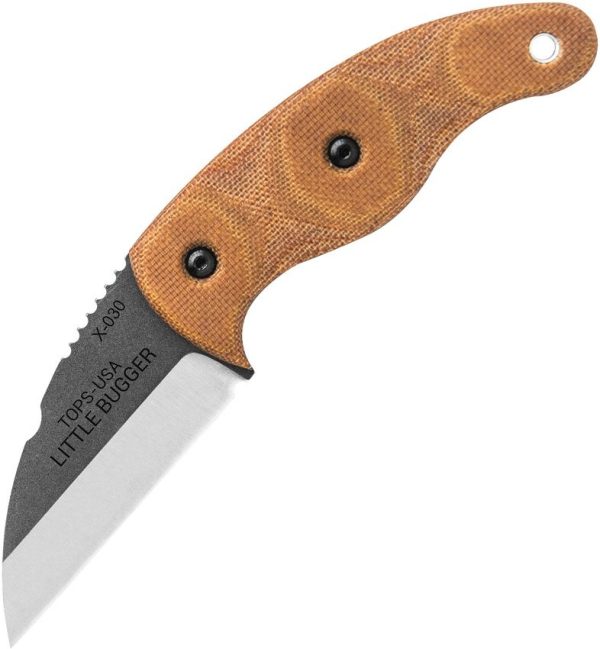 TOPS Little Bugger Fixed Blade Knife 1095HC Steel Tan Micarta