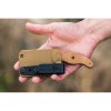 TOPS Little Bugger Fixed Blade Knife 1095HC Steel Tan Micarta