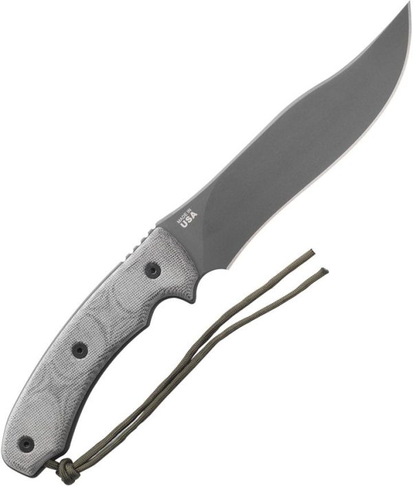 TOPS Longhorn Bowie Fixed Blade Knife 6.75" 1095HC Steel Gray