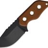 TOPS Lil Roughneck Fixed Blade Knife 5160 Steel Tan Micarta
