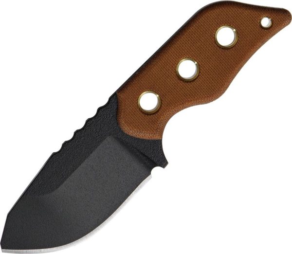 TOPS Lil Roughneck Fixed Blade Knife 5160 Steel Tan Micarta