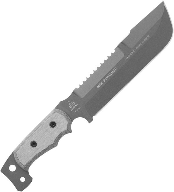 TOPS M4X Punisher Fixed Blade Knife 1095 Steel Gray Micarta