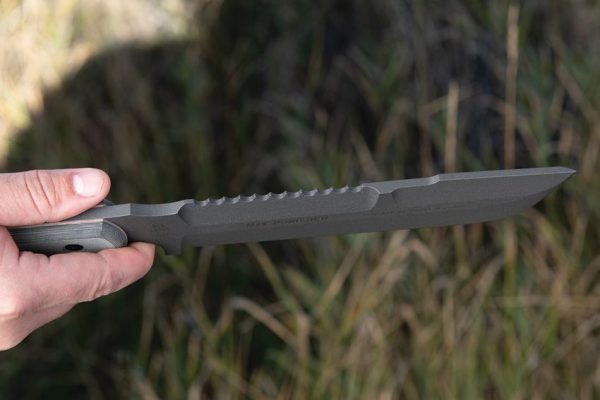 TOPS M4X Punisher Fixed Blade Knife 1095 Steel Gray Micarta