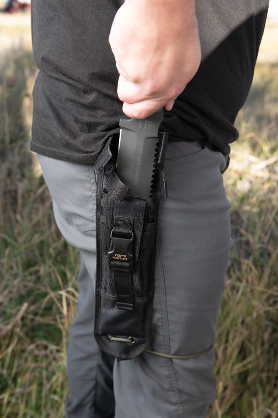 TOPS M4X Punisher Fixed Blade Knife 1095 Steel Gray Micarta