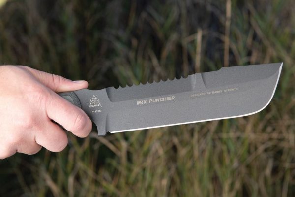 TOPS M4X Punisher Fixed Blade Knife 1095 Steel Gray Micarta
