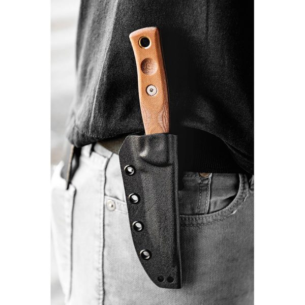 TOPS Fieldcraft 3.5 Fixed Blade Knife 1095HC Steel Tan Micarta