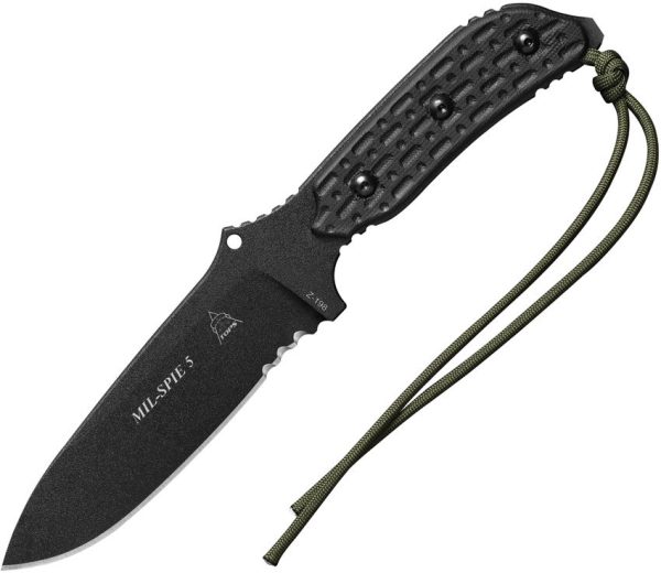 TOPS Mil-SPIE 5 Fixed Blade Knife 1095 Steel Black Micarta
