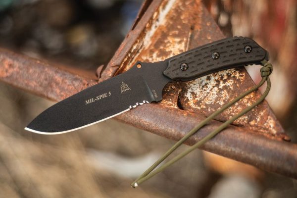 TOPS Mil-SPIE 5 Fixed Blade Knife 1095 Steel Black Micarta