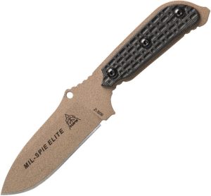 TOPS Mil-Spie3 Elite Fixed Blade Knife 1095HC Steel Tan Coyote