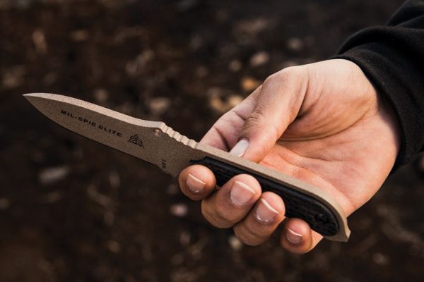 TOPS Mil-Spie3 Elite Fixed Blade Knife 1095HC Steel Tan Coyote