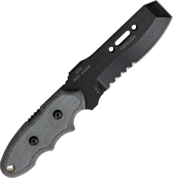 TOPS Mini Pry Knife Fixed Blade 5160 Spring Steel USA