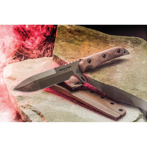 TOPS Missile Strike Fixed Blade 6" 1095HC Coyote Brown Knife