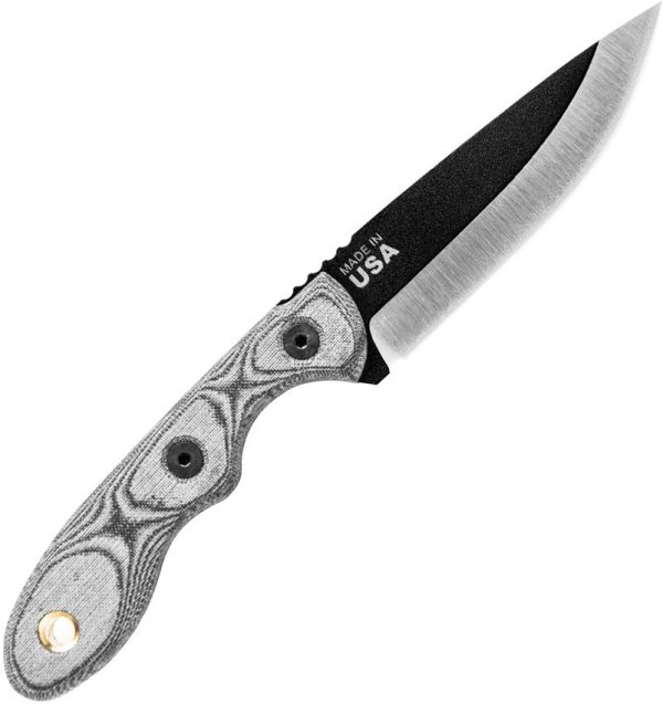 TOPS Mini Scandi Black Linen Fixed Blade Knife 1095 Steel