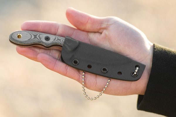 TOPS Mini Scandi Black Linen Fixed Blade Knife 1095 Steel