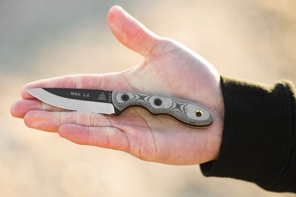 TOPS Mini Scandi Black Linen Fixed Blade Knife 1095 Steel