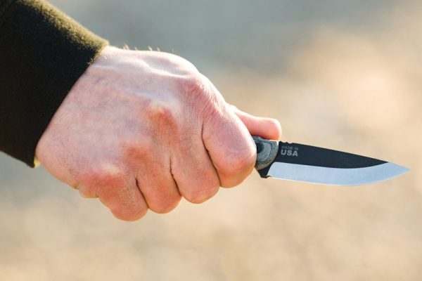 TOPS Mini Scandi Black Linen Fixed Blade Knife 1095 Steel