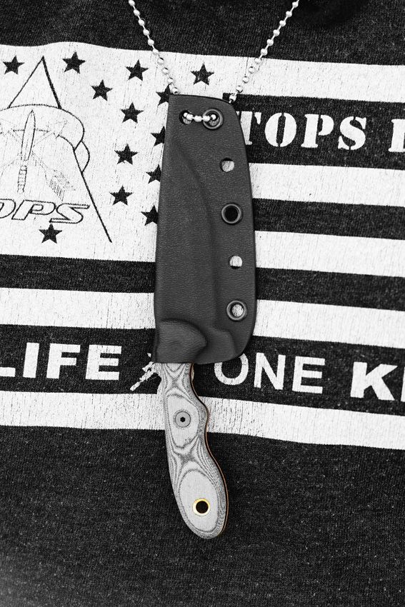 TOPS Mini Scandi Black Linen Fixed Blade Knife 1095 Steel