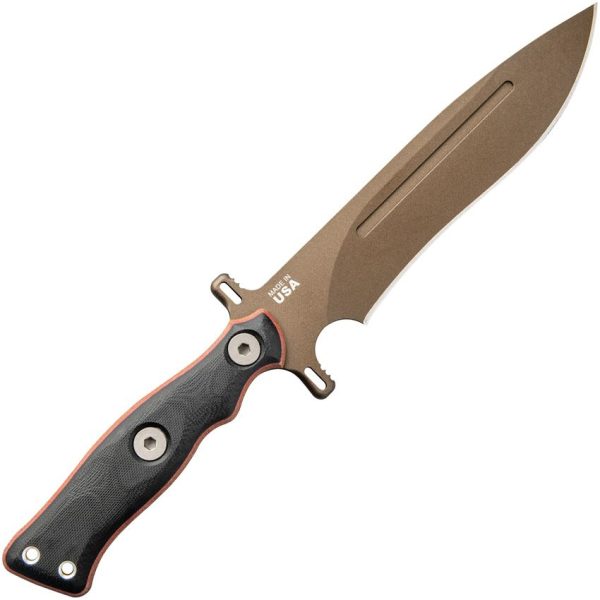 TOPS Operator 7 Fixed Blade Knife 1075HC Steel Tan Micarta