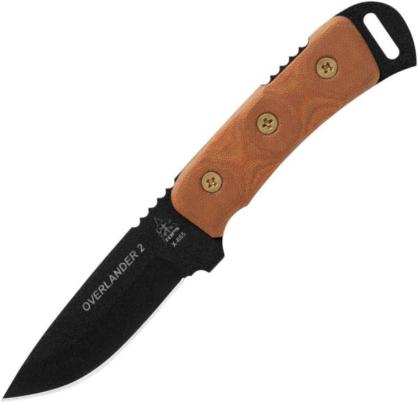TOPS Overlander 2 Fixed Blade Knife 1095 Steel Tan Micarta