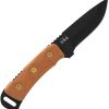 TOPS Overlander 2 Fixed Blade Knife 1095 Steel Tan Micarta