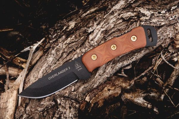 TOPS Overlander 2 Fixed Blade Knife 1095 Steel Tan Micarta